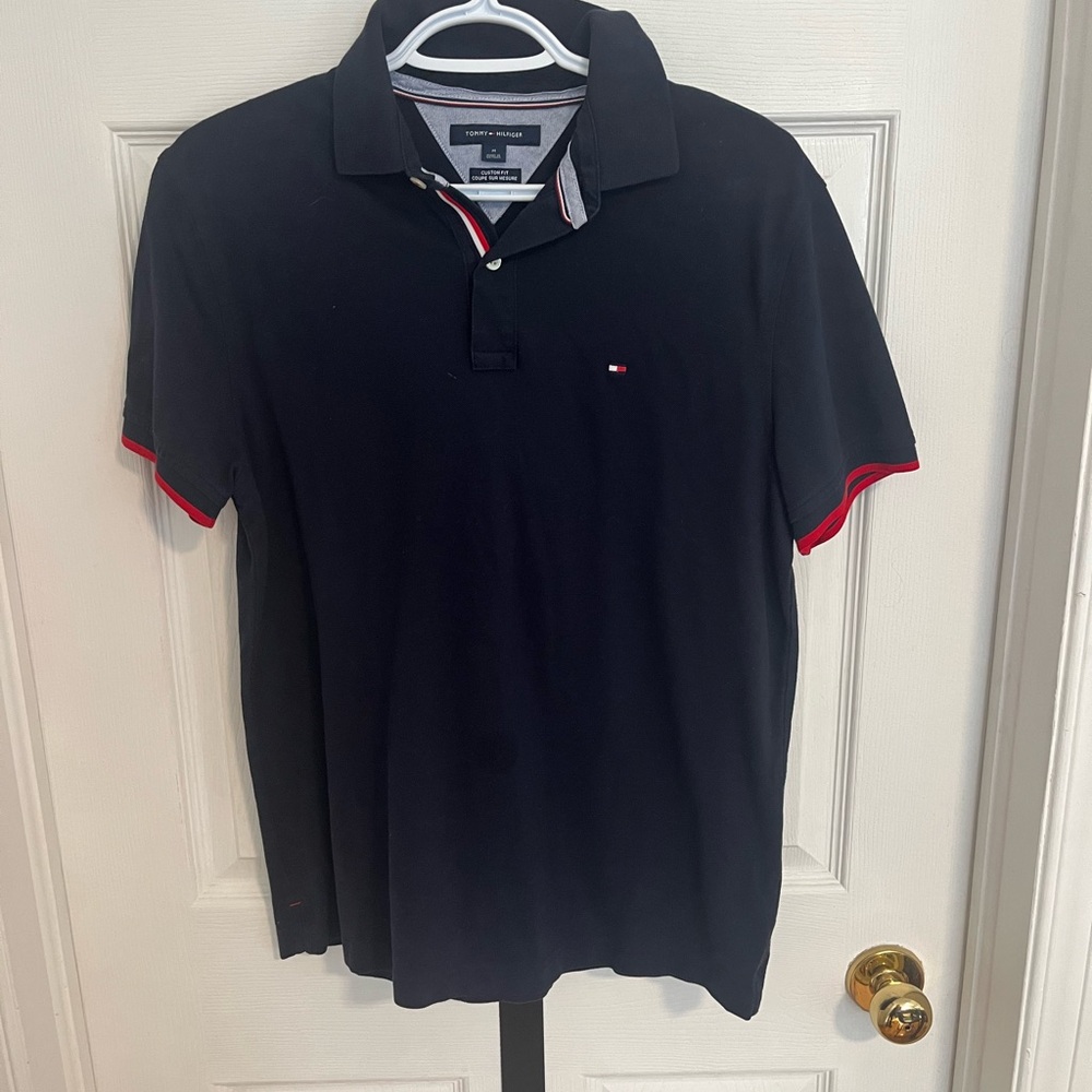 Tommy Hilfiger Blue and Red Polo Shirt